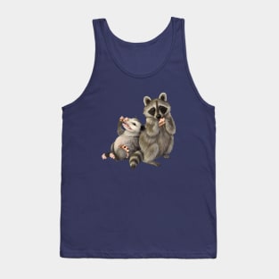 Opossum and Raccoon eating pizza Tank Top